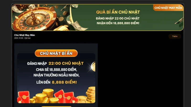 Đăng nhập vào ngày chủ Nhật sẽ thấy sự bất ngờ