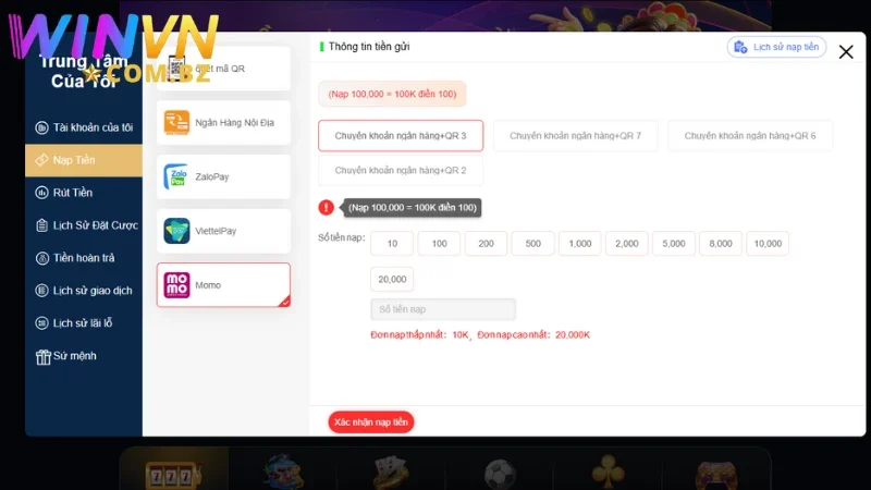 Ví Momo cho phép cộng số dư thuận tiện